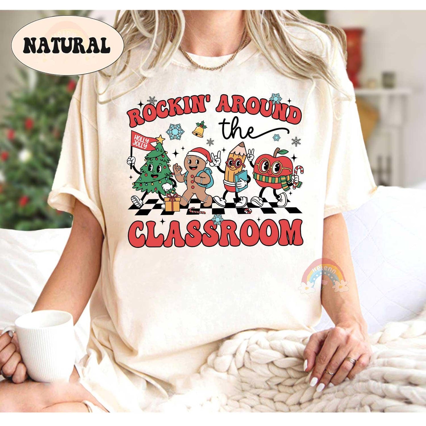 Rockin' Around The Classroom Teacher Christmas Shirt, Christmas Teacher Winter Sweatshirt, Holiday Teacher T-shirt, Teacher Christmas Gift