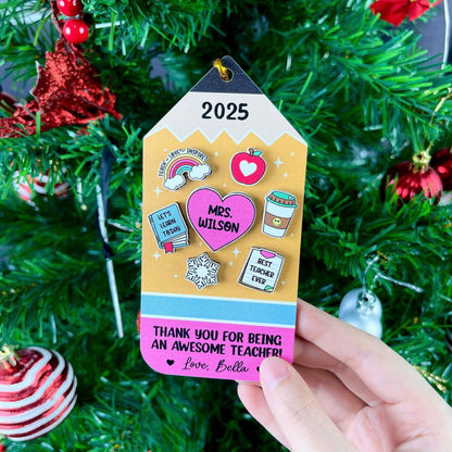 Personalized Teacher Christmas Ornament, School Teacher Ornament Gift, Thank You Gift, Christmas Teacher Gift, Teacher Appreciation Gifts