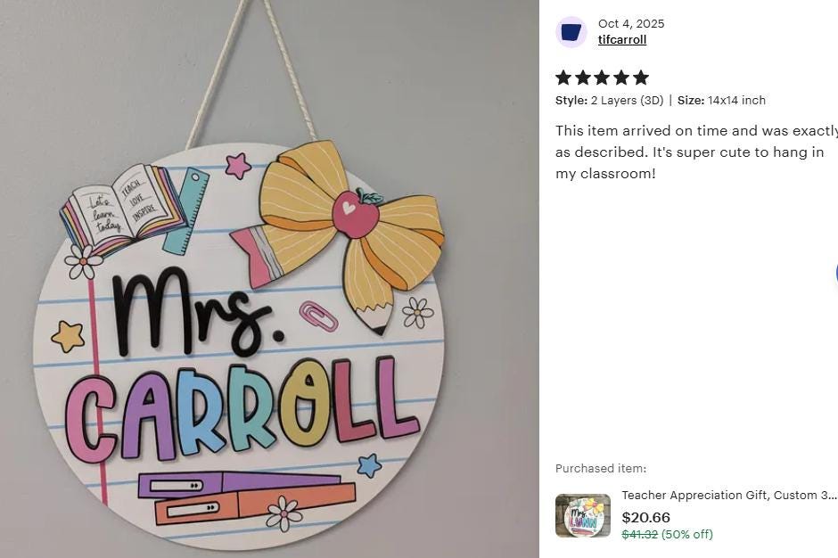 Teacher Appreciation Gift, Custom 3D Teacher Door Hanger With Name, Gift For Teacher, Teacher Name Sign Classroom Decor, Back To School Gift