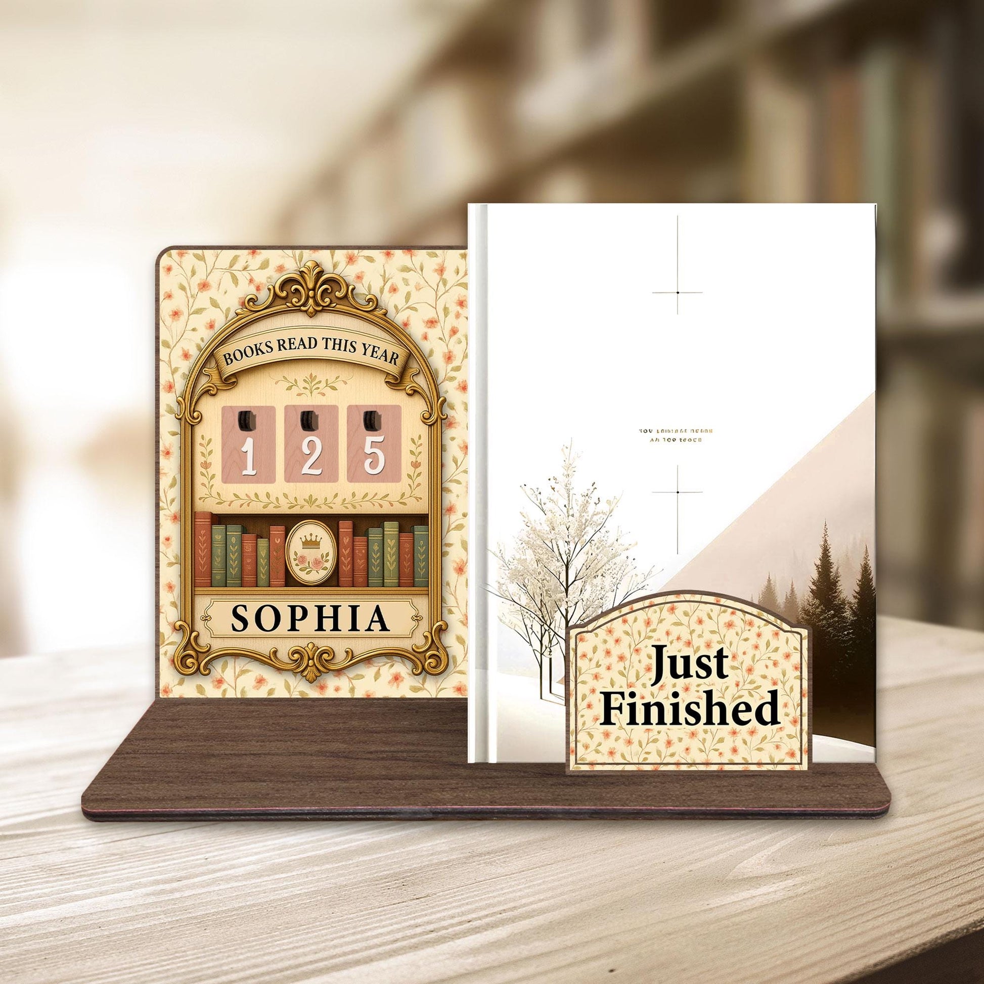 Personalized Wooden Book Tracker, Library Decor, Reading Lover Gift