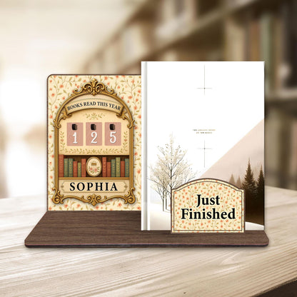 Personalized Wooden Book Tracker, Library Decor, Reading Lover Gift