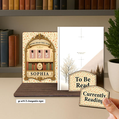 Personalized Wooden Book Tracker, Library Decor, Reading Lover Gift
