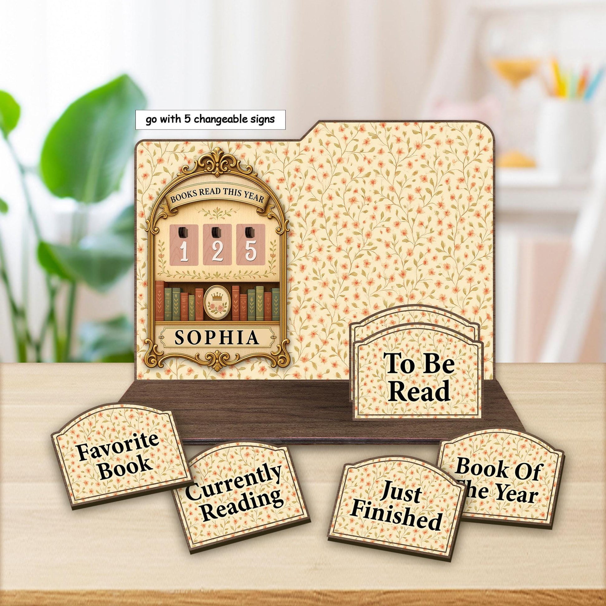 Personalized Wooden Book Tracker, Library Decor, Reading Lover Gift