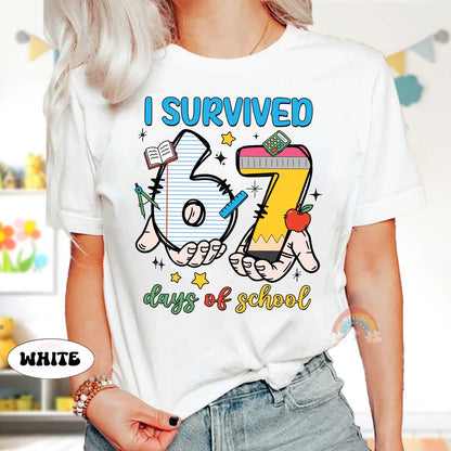 I Survived 67 Days of School Shirt, 67th Day of School, Funny Teacher Shirt Six Seven Meme Funny Teacher Student School, Boys Teens Gifts