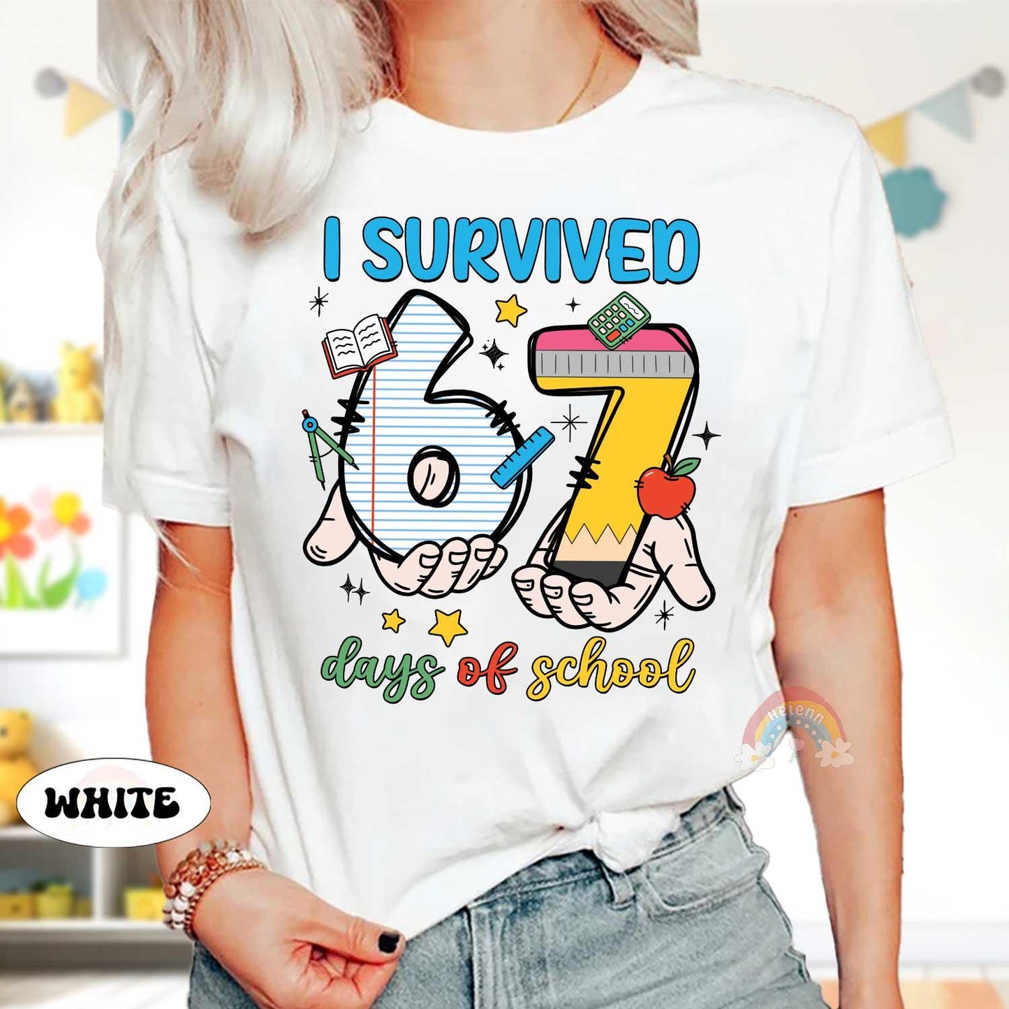 I Survived 67 Six Seven Days of School, 67th Day of School Shirt, Funny Teacher Shirt Student Tshirt, Boys Teens Gift, Gen Z Gen Alpha Humor