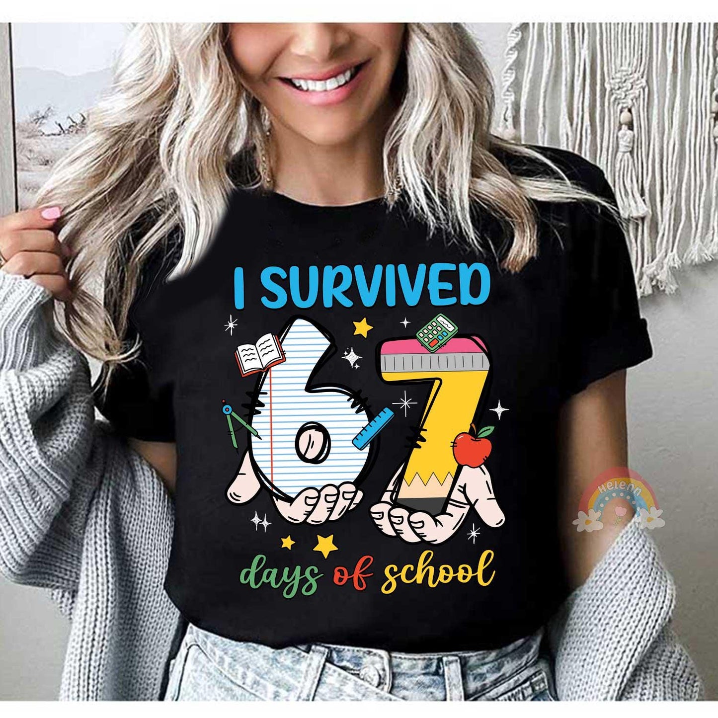I Survived 67 Six Seven Days of School, 67th Day of School Shirt, Funny Teacher Shirt Student Tshirt, Boys Teens Gift, Gen Z Gen Alpha Humor