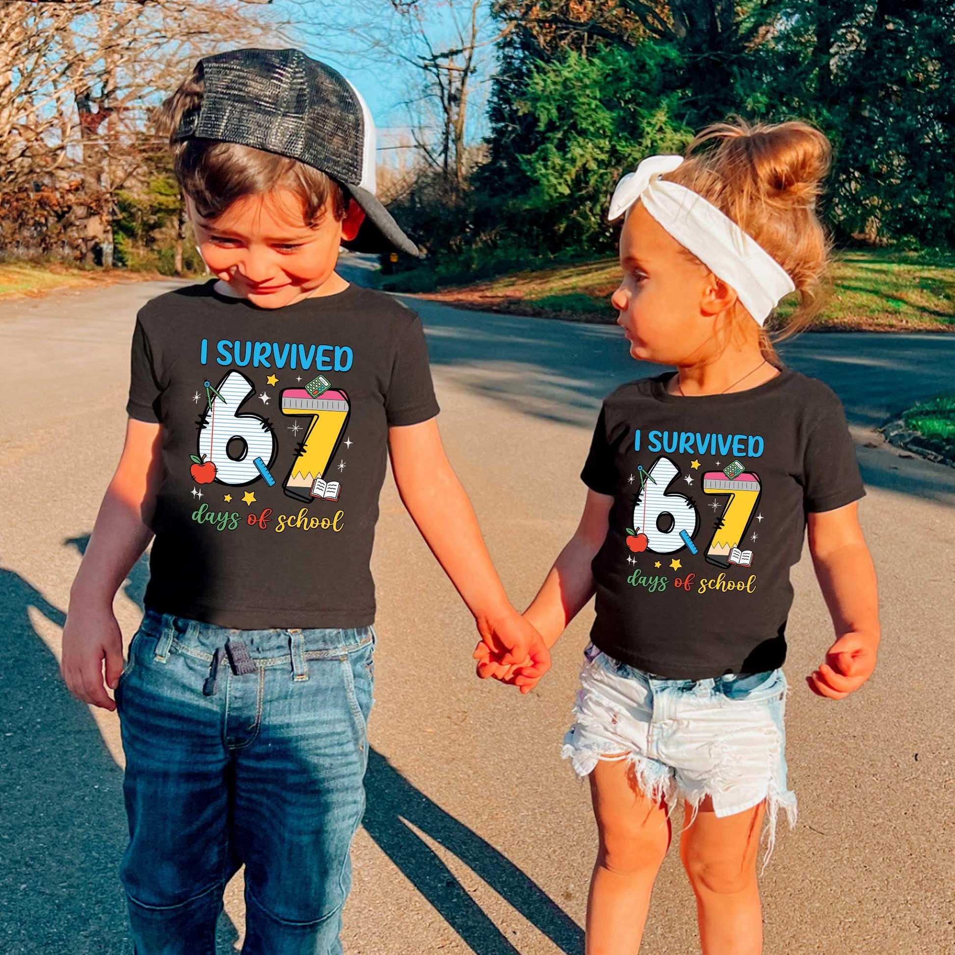 I Survived 67 Days of School Shirt, 67th Day of School, Funny Teacher Shirt Six Seven Meme Funny Teacher Student School, Boys Teens Gifts