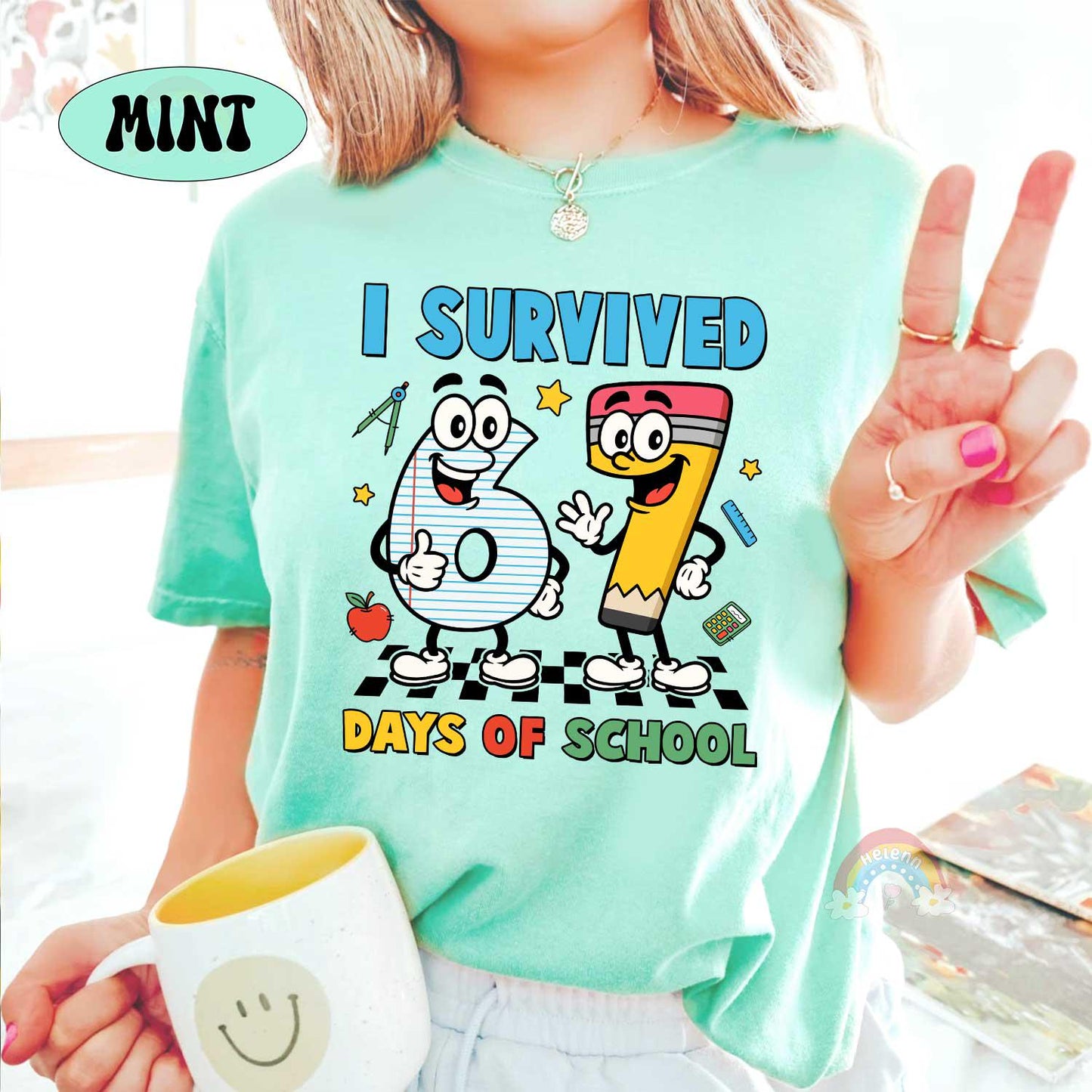 Custom I Survived 67 Days of School Shirt, 67th Day of School, Funny Teacher Shirt Six Seven Meme Funny Teacher Student School, Boys Teens