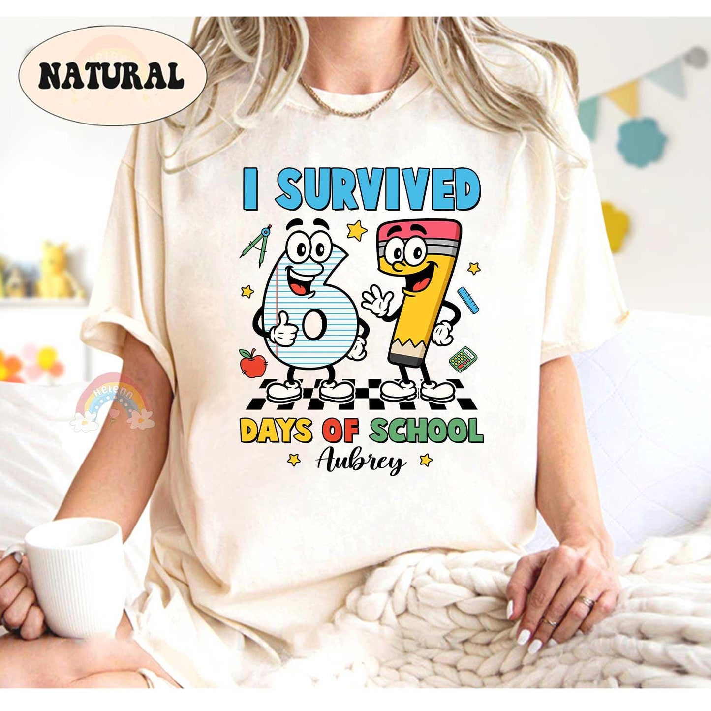 Custom I Survived 67 Days of School Shirt, 67th Day of School, Funny Teacher Shirt Six Seven Meme Funny Teacher Student School, Boys Teens