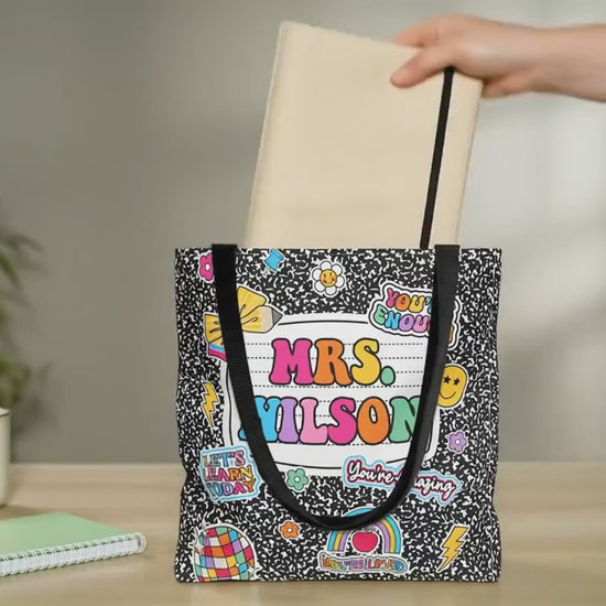 Personalized Teacher Tote Bag Composition Book, Back To School Teacher Bag, Teacher Gift Teacher Thank You Gift, Teacher Appreciation Gift