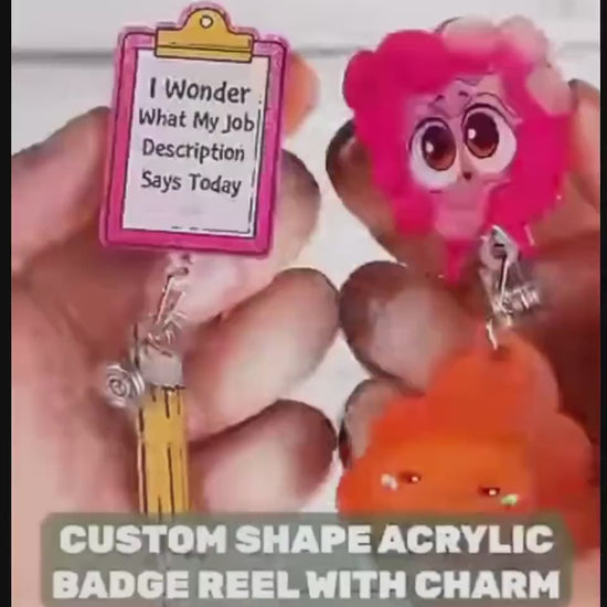 Personalized Teacher Badge Reel With Charm, ID Holder, Interchangeable Badge Reel, Teacher Appreciation Gift, Back to School Teacher Gift