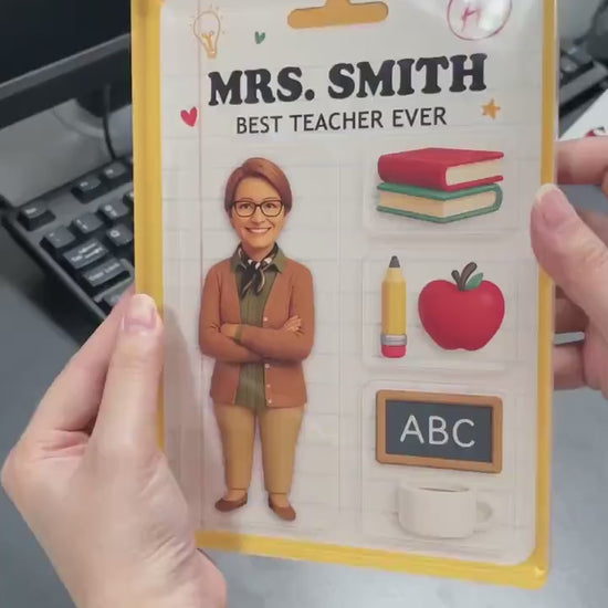 Personalized Teacher Name Acrylic Block Composition Book, Teacher Acrylic Name Plate Custom Desk Plaque Name Sign, Teacher Appreciation Gift