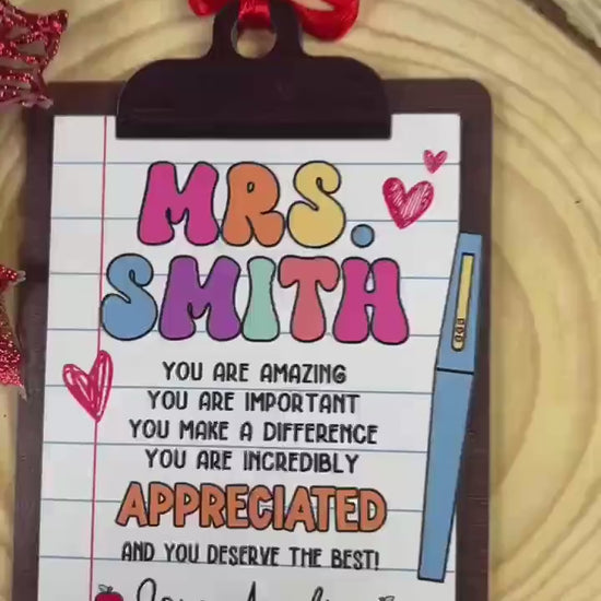 Teacher Christmas Ornament, Custom Teacher Ornament Thank You Gift Clipboard Ornament, Teacher Christmas Gift, Teacher Appreciation Gifts