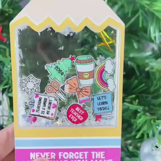 Personalized Teacher Christmas Ornament 4D Shaker Ornament, Gift From Students Thank You Teacher Appreciation Gift, Christmas Teacher Gift