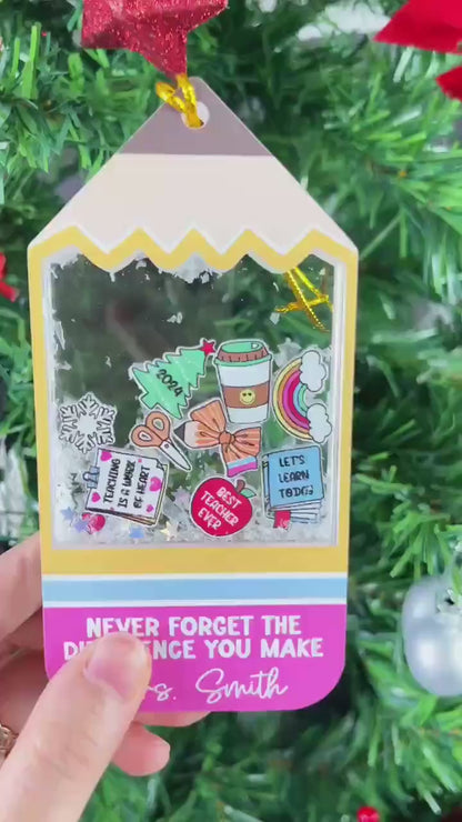 Personalized Teacher Christmas Ornament 4D Shaker Ornament, Gift From Students Thank You Teacher Appreciation Gift, Christmas Teacher Gift