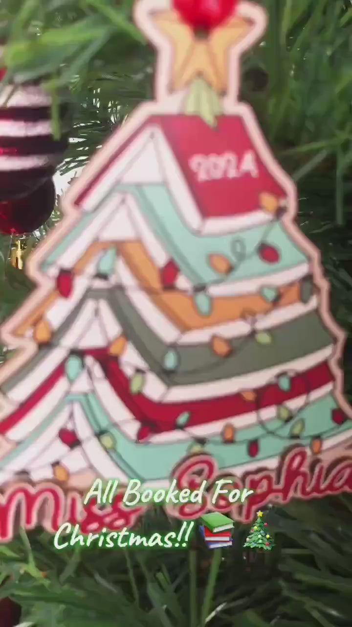 Custom Teacher Christmas Ornament, Christmas Book Tree Ornament, Thank You Gift, Teacher Keepsake Christmas Gift, Teacher Appreciation Gifts