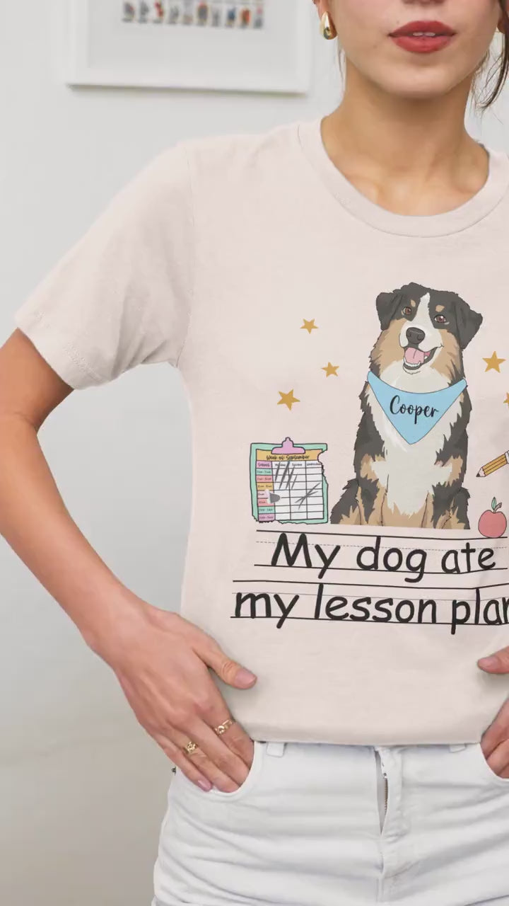 Custom Teacher Shirt My Dog Ate My Lesson Plan, Funny Teacher Shirt, Kindergarten Teacher, Dog Mom Teacher Life, Teacher Appreciation Gift