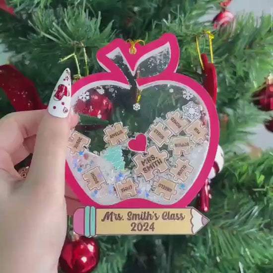 Christmas Teacher Shaker Ornament 5 Layered, School Teacher Gift, Class Christmas Ornament, Custom Thank You Gift, Teacher Appreciation Gift