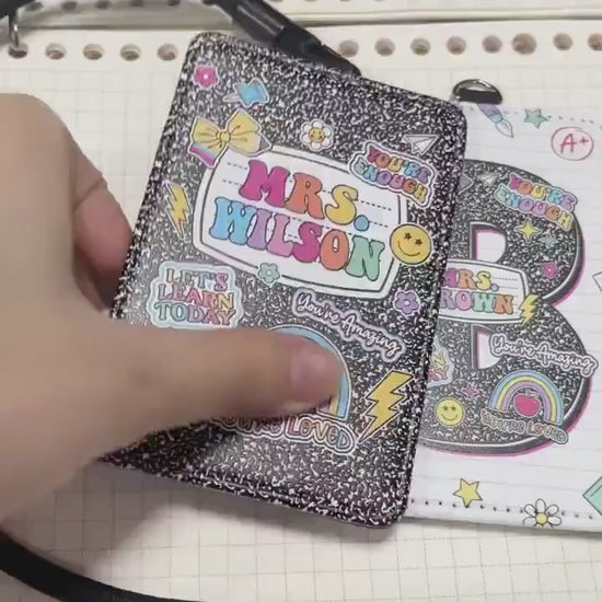 Personalized ID Badge Holder, Teacher ID Holder Badge Holder Name Lanyard Accessory, Teacher Appreciation Gift, Teacher Gift, Back To School