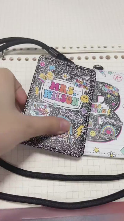 Personalized ID Badge Holder, Teacher ID Holder Badge Holder Name Lanyard Accessory, Teacher Appreciation Gift, Teacher Gift, Back To School