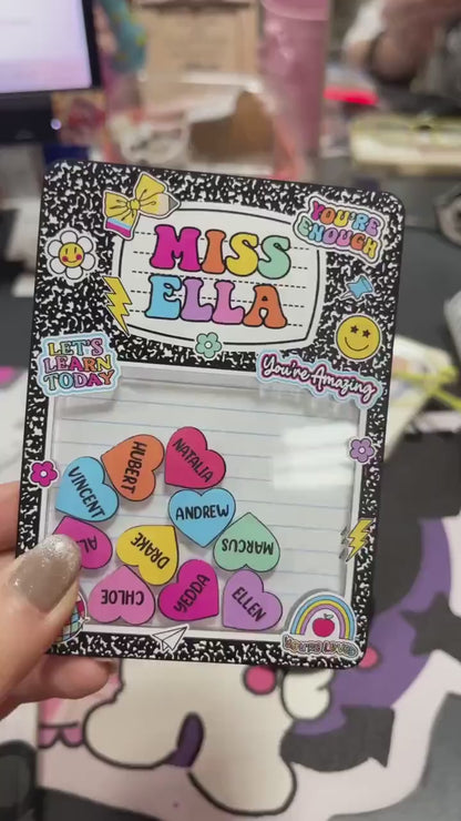 Custom Teacher Shaker Magnet, Composition Notebook Design