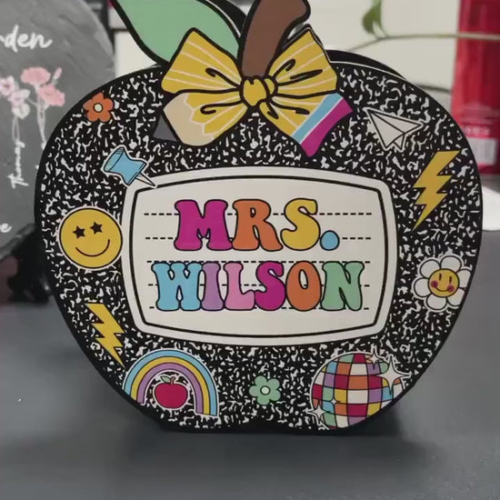 Custom Teacher Pencil Holder Composition Book, Teacher Gift, Teacher Appreciation Gift, Back To School Gift, Teacher Desk Name Pen Holder