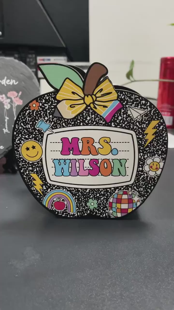 Custom Teacher Pencil Holder Composition Book, Teacher Gift, Teacher Appreciation Gift, Back To School Gift, Teacher Desk Name Pen Holder