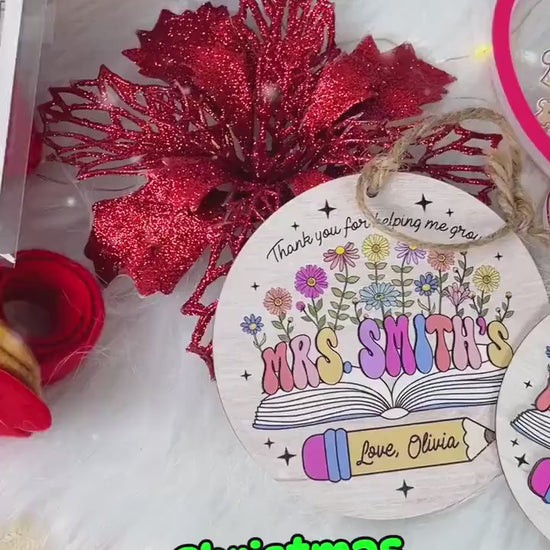 Personalized Teacher Christmas Ornament Tumbler Cup Name Ornament, Teacher Ornament Gift, Teacher Christmas Gift, Teacher Appreciation Gift