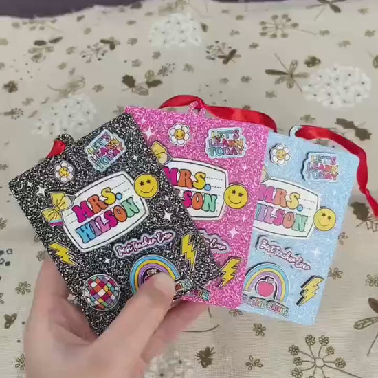 Personalized Teacher Ornament Composition Book, Custom Teacher Christmas Ornament Gift, Teacher Christmas Gift, Teacher Appreciation Gifts