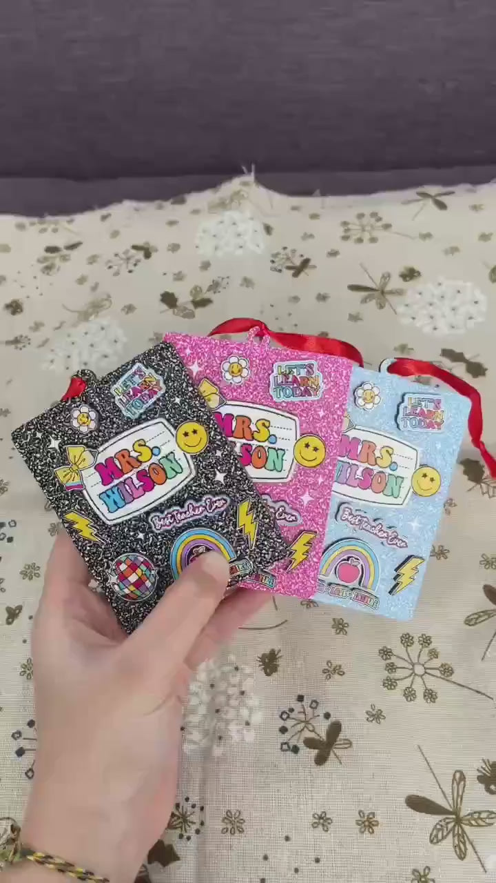 Personalized Teacher Ornament Composition Book, Custom Teacher Christmas Ornament Gift, Teacher Christmas Gift, Teacher Appreciation Gifts