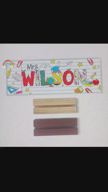 Custom Teacher Name Plate Desk Plaque Flower, Teacher Appreciation Gift, Teacher Gift, Teacher Acrylic Desk Name Sign, Back To School Gift