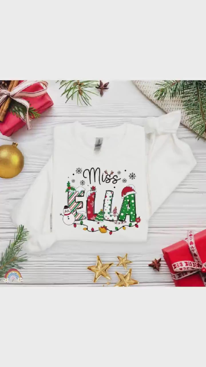 Personalized Christmas Teacher Shirt, Xmas Teacher Name Shirt Custom Teacher Sweatshirt, Teacher Gift, Teacher Santa, Christmas Teacher Gift