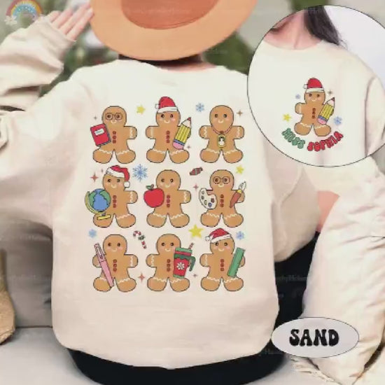 Christmas Teacher Shirt With Gingerbread, Retro Teacher Christmas Sweatshirt, Funny Teacher, Kindergarten Teacher, Teacher Christmas Gifts