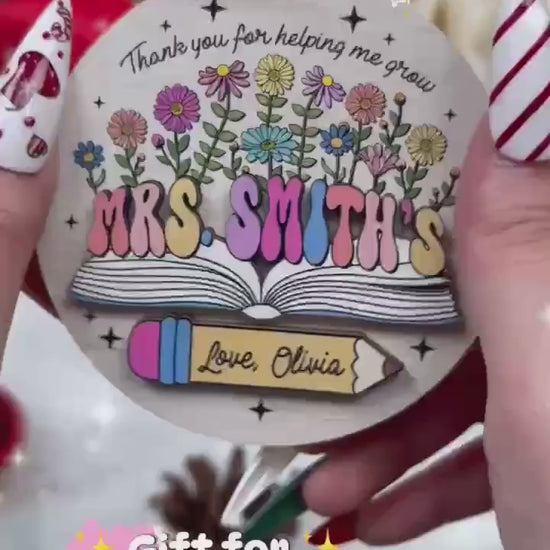 Personalized School Teacher Gift Christmas Ornament, Teacher Thank You Gift, Custom Teacher Ornament Keepsake, Teacher Appreciation Gifts