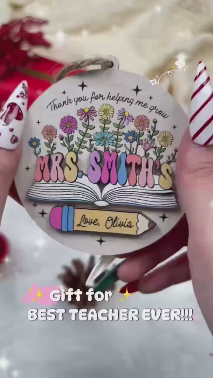 Personalized School Teacher Gift Christmas Ornament, Teacher Thank You Gift, Custom Teacher Ornament Keepsake, Teacher Appreciation Gifts