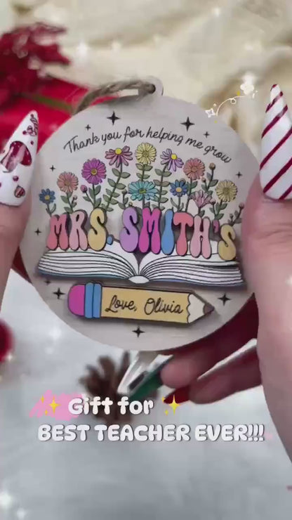 Personalized School Teacher Gift Christmas Ornament, Teacher Thank You Gift, Custom Teacher Ornament Keepsake, Teacher Appreciation Gifts