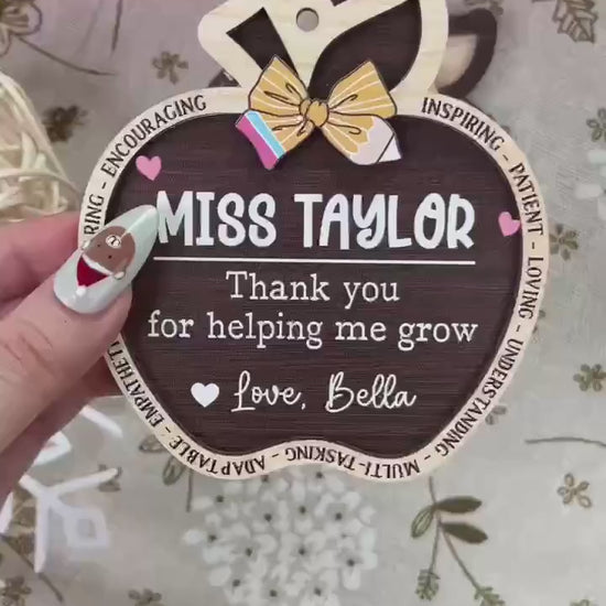 Personalized School Teacher Gift Christmas Ornament, Teacher Ornament Thank You Gift, Teacher Christmas Gift, Teacher Appreciation Gifts