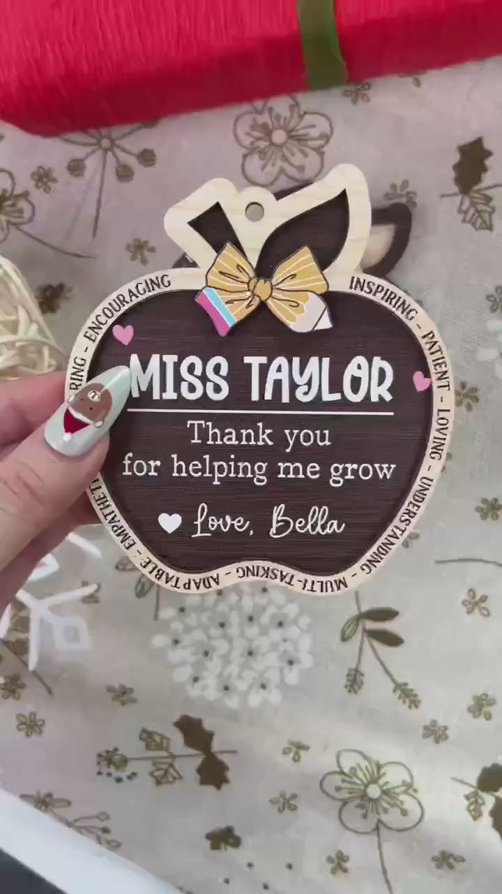 Personalized School Teacher Gift Christmas Ornament, Teacher Ornament Thank You Gift, Teacher Christmas Gift, Teacher Appreciation Gifts