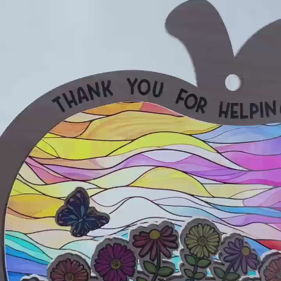 Custom Teacher Suncatcher Ornament, Teacher Christmas Gift, Thank You Teacher Gift, Teacher Appreciation Gift, Thank You For Helping Me Grow