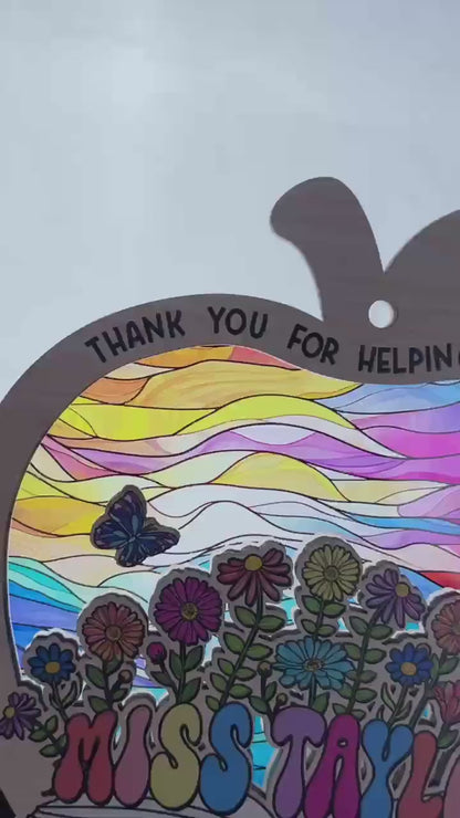 Custom Teacher Suncatcher Ornament, Teacher Christmas Gift, Thank You Teacher Gift, Teacher Appreciation Gift, Thank You For Helping Me Grow