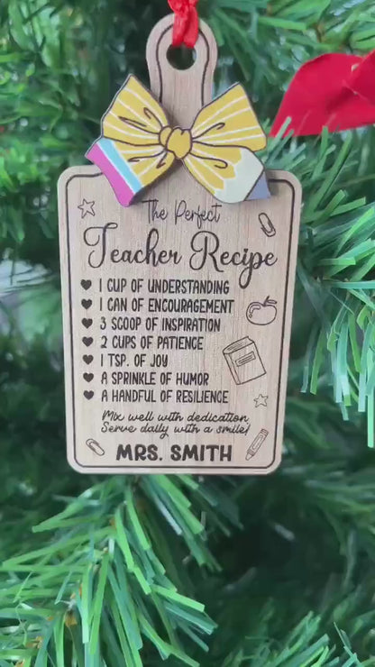 Personalized Teacher Ornament The Perfect Teacher Recipe, Christmas Ornament Teacher Gift, Teacher Appreciation Gift, Teacher Christmas Gift